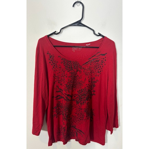 Zenergy by Chico's Tops - Zenergy by Chico's Top 3/4 Sleeve Women's Size 2 (Large) Red Animal Print